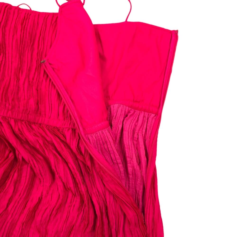 Ulla Johnson Midi Dress Orla Satin Pleated Sleeveless Hot Pink New No Tags - Picture 6 of 15